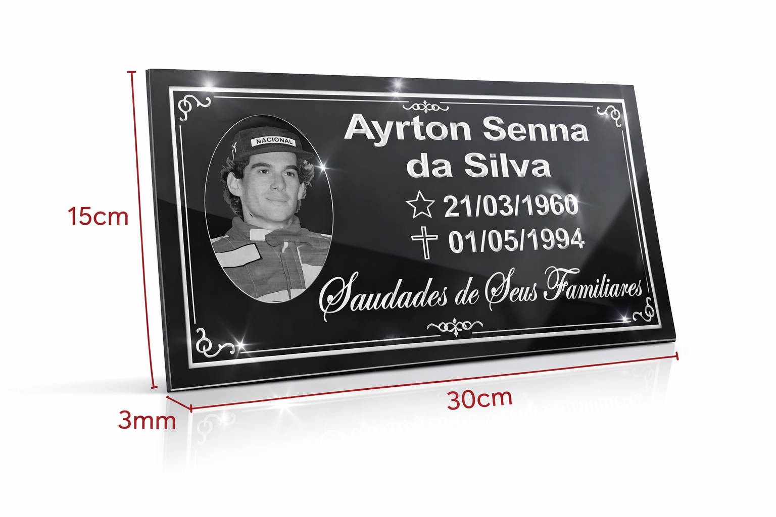 Medidas da Placa ACM c/ Foto 30x15cm